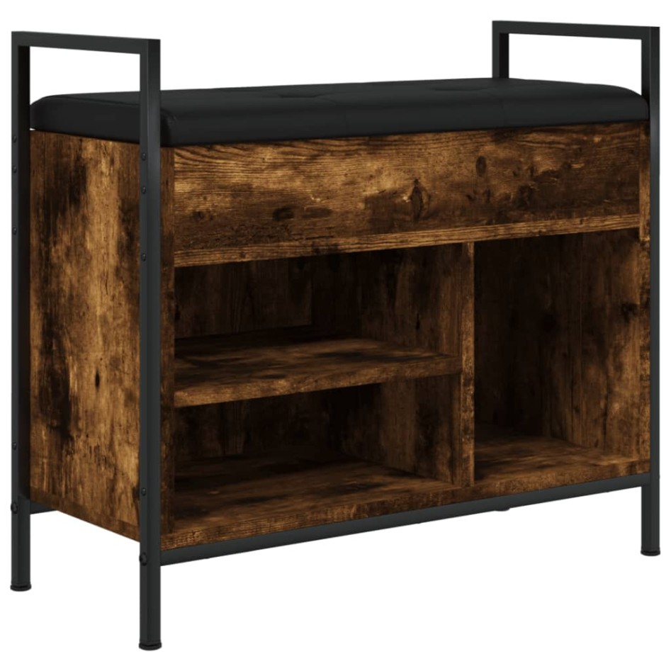 Banco zapatero madera ingeniería roble ahumado 65,5x32x57,5