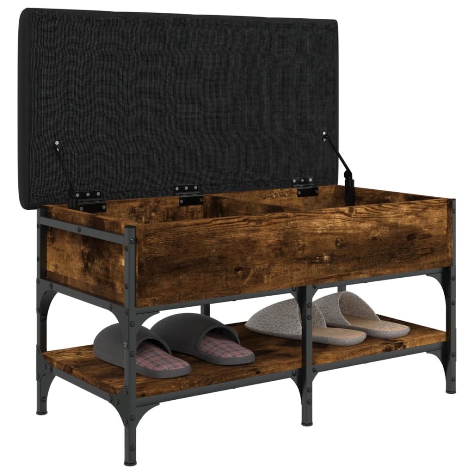 Banco zapatero madera de ingeniería roble ahumado 82x42x45