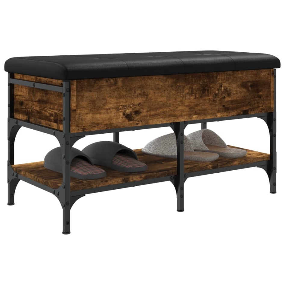 Banco zapatero madera de ingeniería roble ahumado 82x42x45
