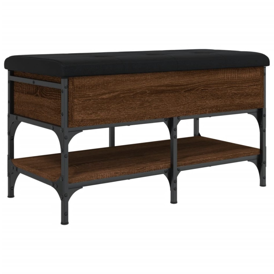 Banco zapatero madera de ingeniería marrón roble 82x42x45