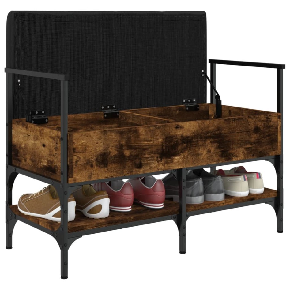 Banco zapatero madera ingeniería roble ahumado 85,5x42x57,5