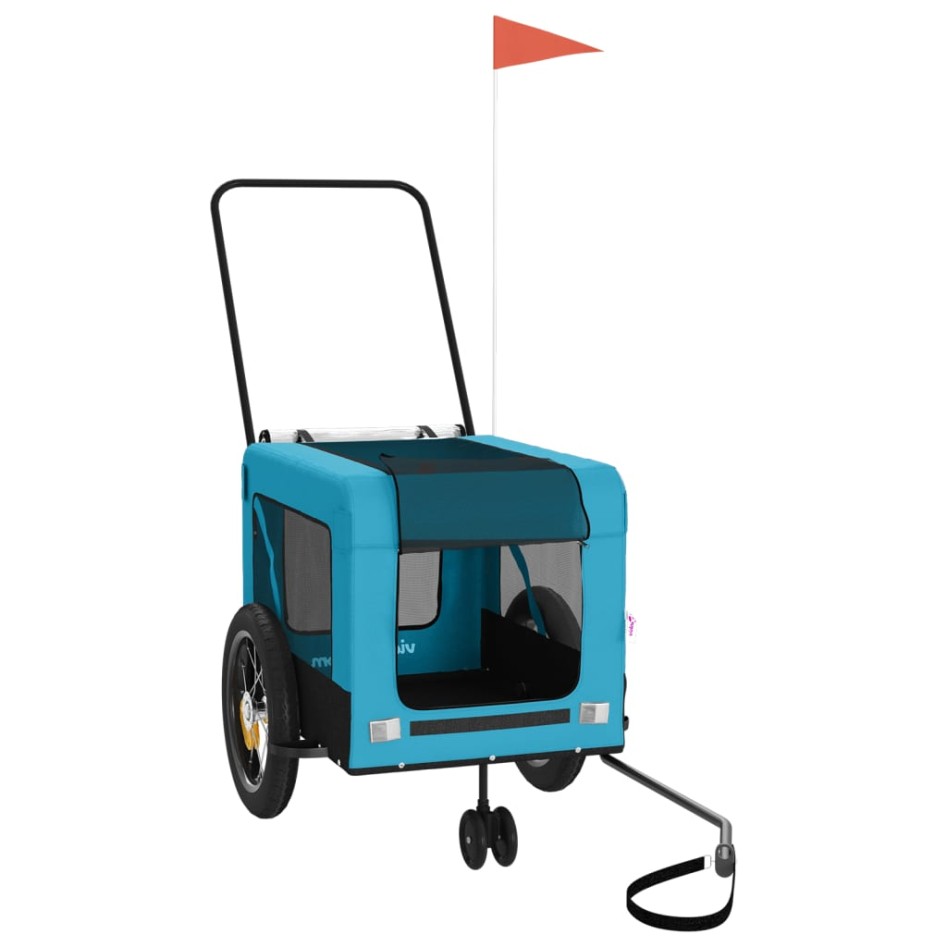 Remolque de bicicleta mascotas hierro tela Oxford azul