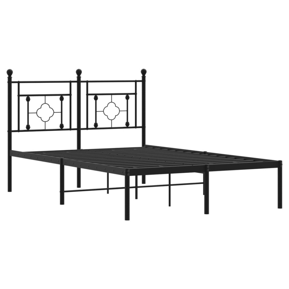 Estructura cama sin colchón con cabecero metal negro 120x200