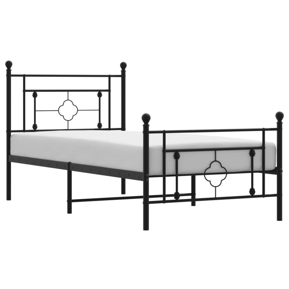 Estructura cama sin colchón con estribo metal negro 90x190