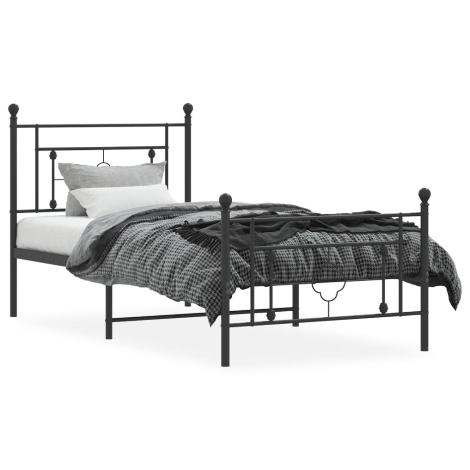 Estructura cama sin colchón con estribo metal negro 90x190