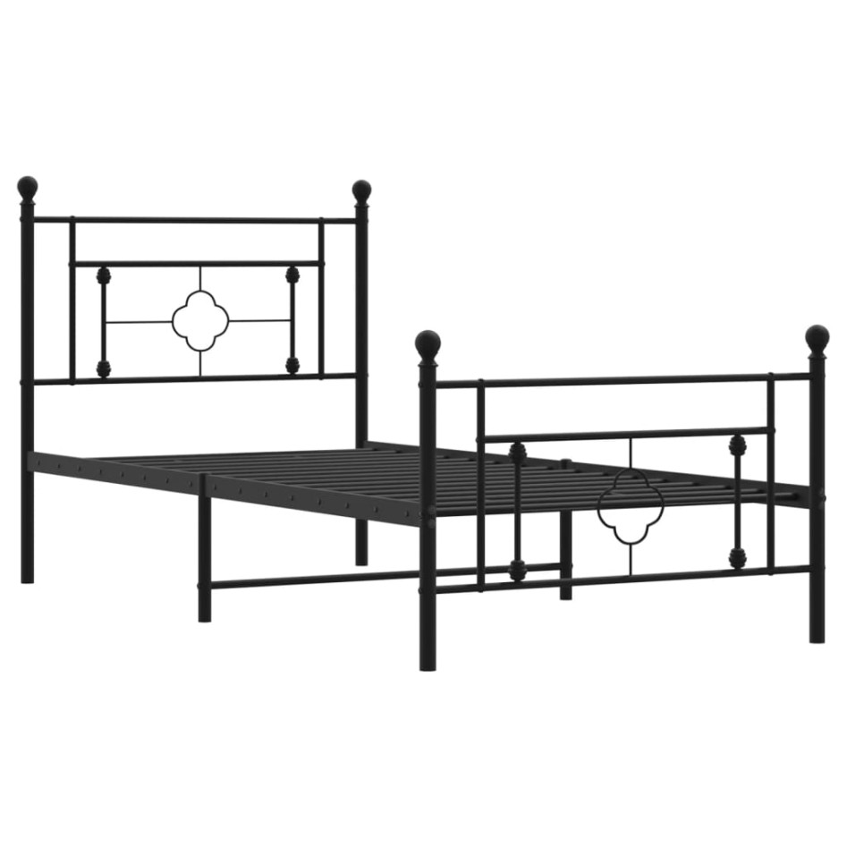 Estructura cama sin colchón con estribo metal negro 90x190