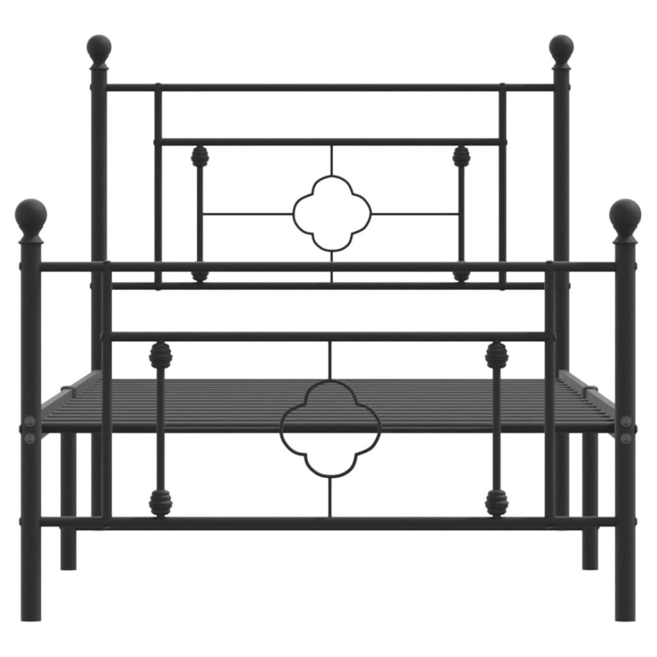 Estructura cama sin colchón con estribo metal negro 90x190