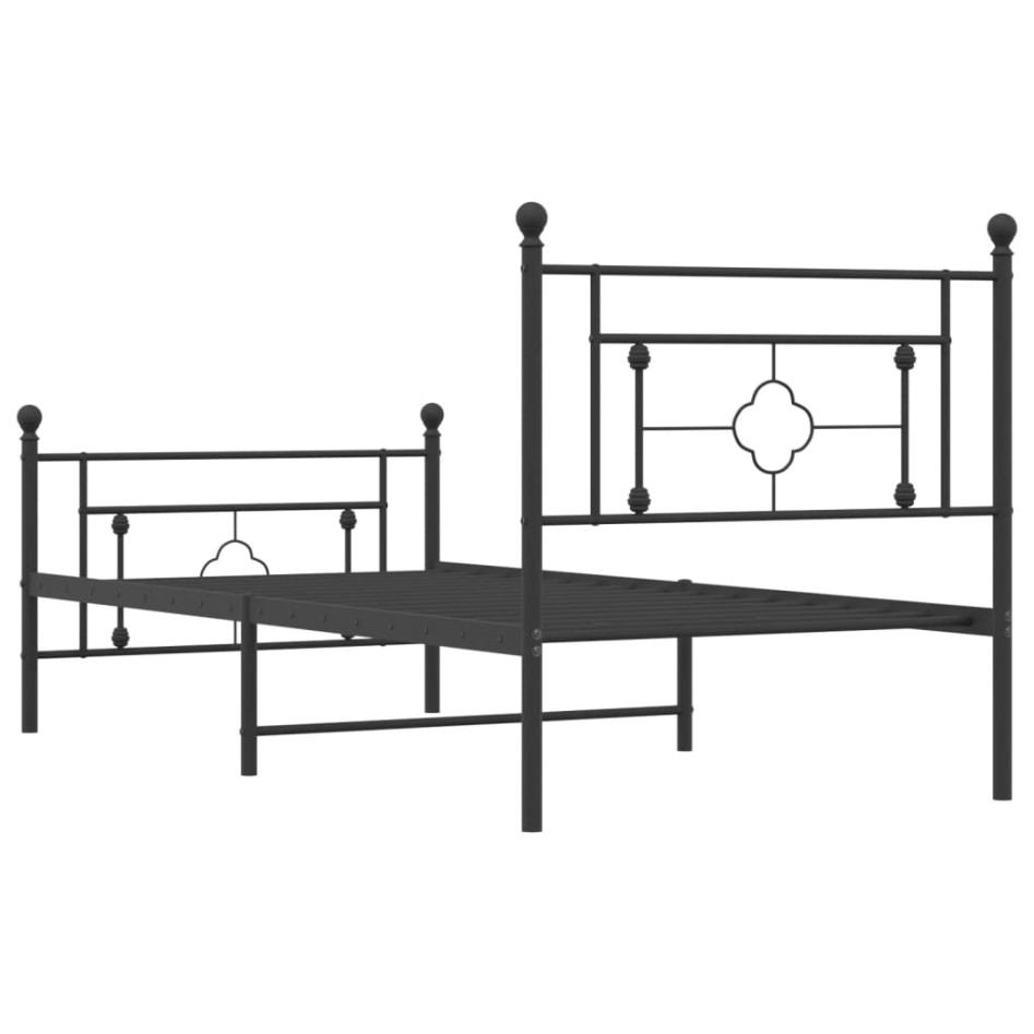 Estructura cama sin colchón con estribo metal negro 90x190