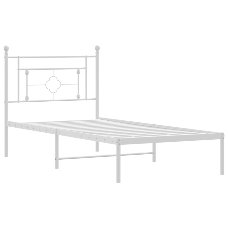 Estructura cama sin colchón con cabecero metal blanco 90x190