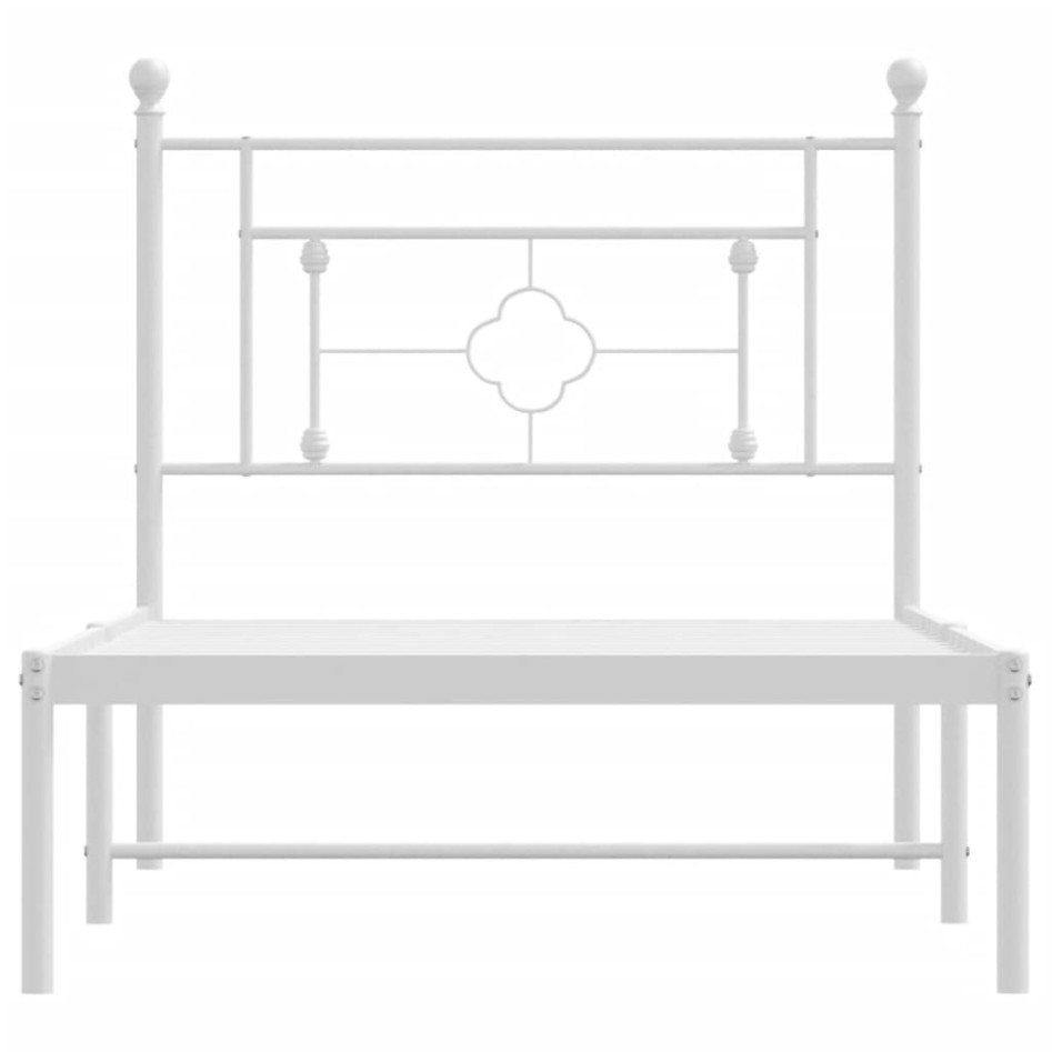 Estructura cama sin colchón con cabecero metal blanco 90x190