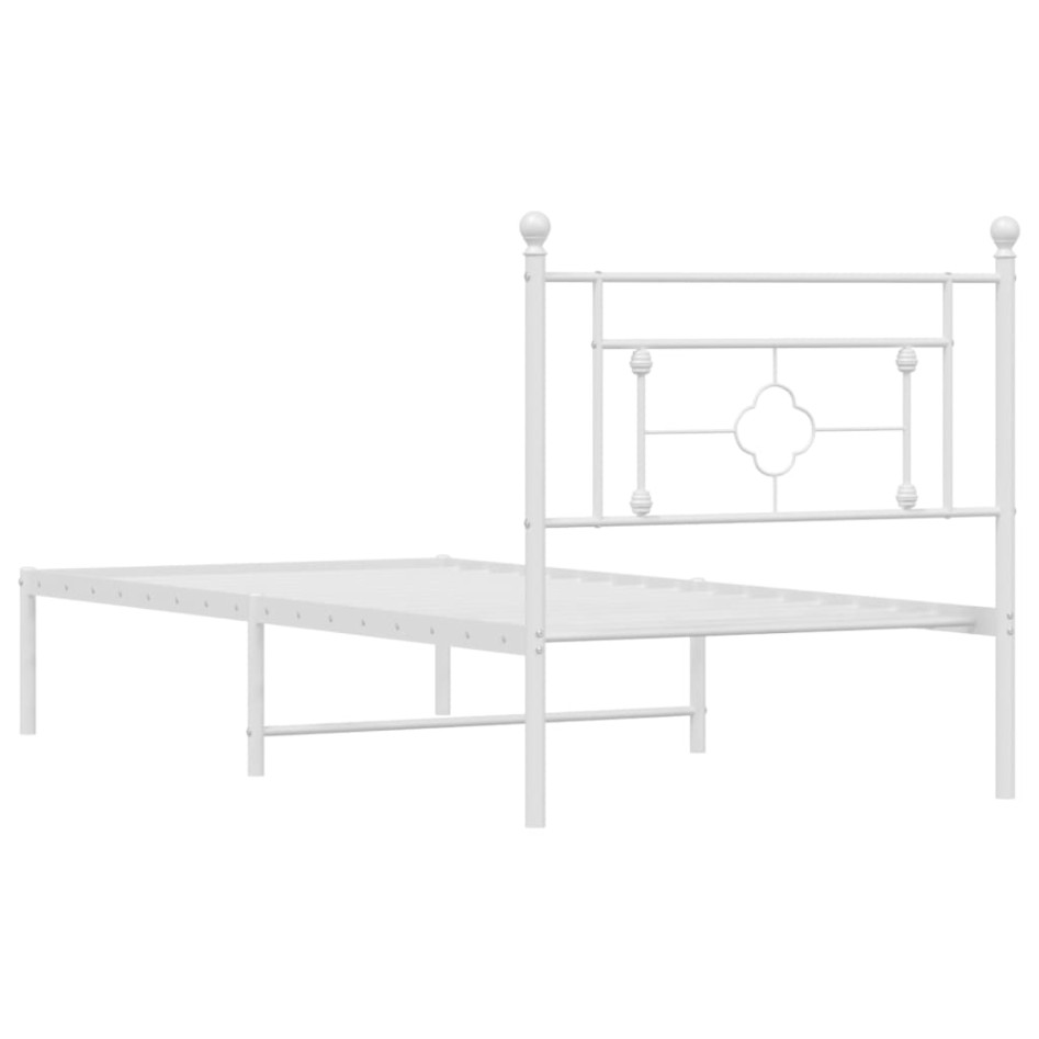 Estructura cama sin colchón con cabecero metal blanco 90x190