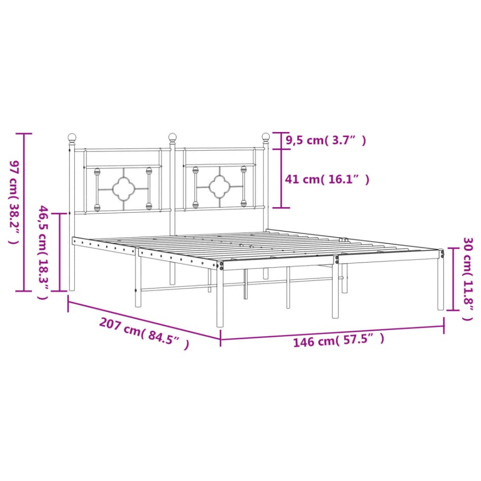 Estructura cama sin colchón con cabecero metal blanco