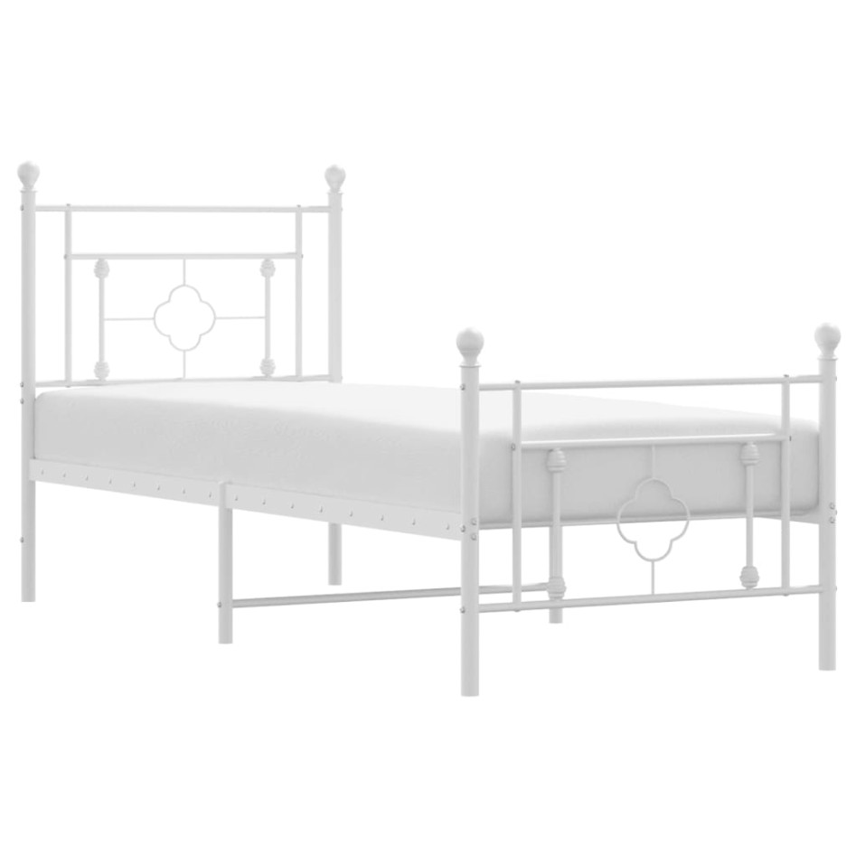 Estructura cama sin colchón con estribo metal blanco 75x190