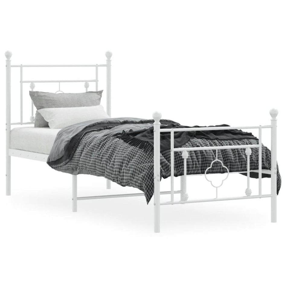 Estructura cama sin colchón con estribo metal blanco 75x190