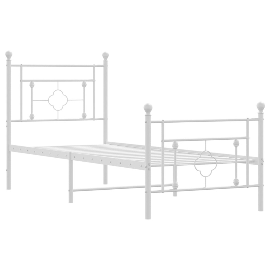 Estructura cama sin colchón con estribo metal blanco 75x190