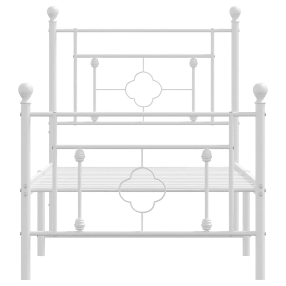 Estructura cama sin colchón con estribo metal blanco 75x190