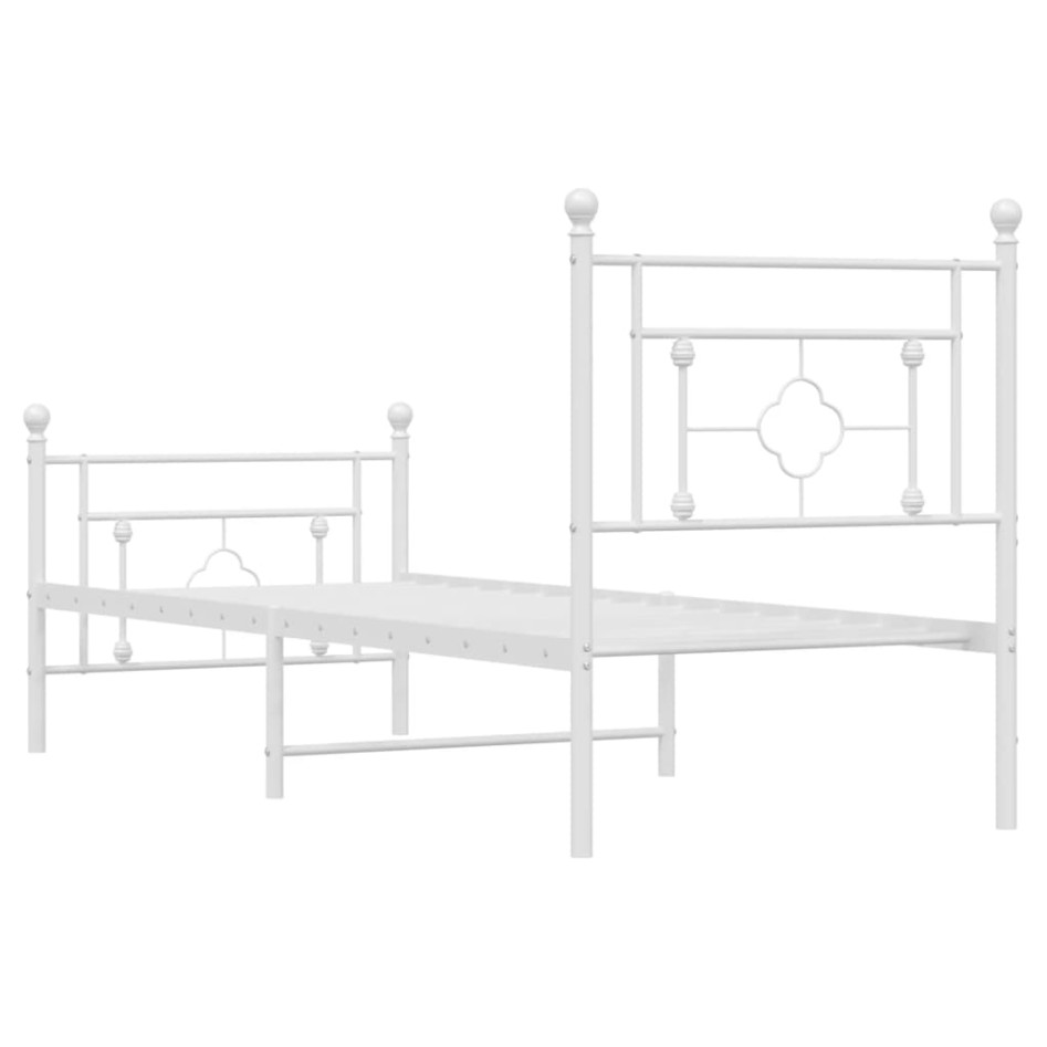 Estructura cama sin colchón con estribo metal blanco 75x190