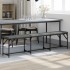 Banco de comedor acero y tela gris oscuro 186x32x45