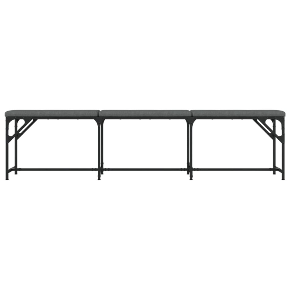 Banco de comedor acero y tela gris oscuro 186x32x45