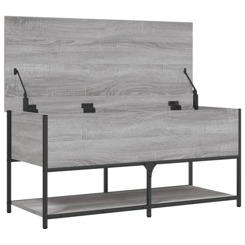 Banco de almacenaje madera ingeniería gris Sonoma