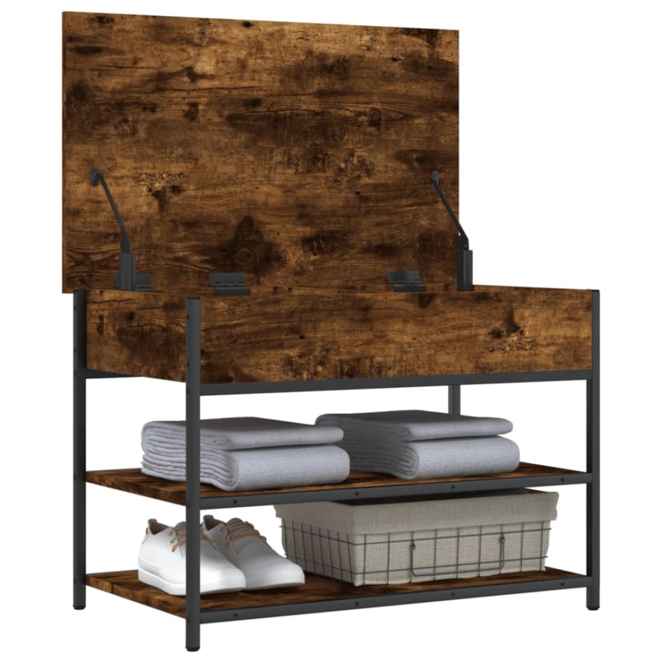 Banco zapatero madera de ingeniería roble ahumado 70x42,5x50