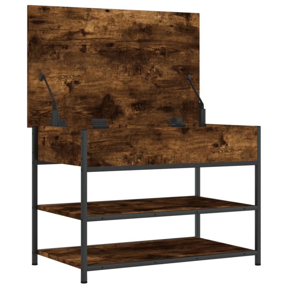 Banco zapatero madera de ingeniería roble ahumado 70x42,5x50