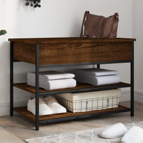 Banco zapatero madera de ingeniería roble ahumado 70x42,5x50