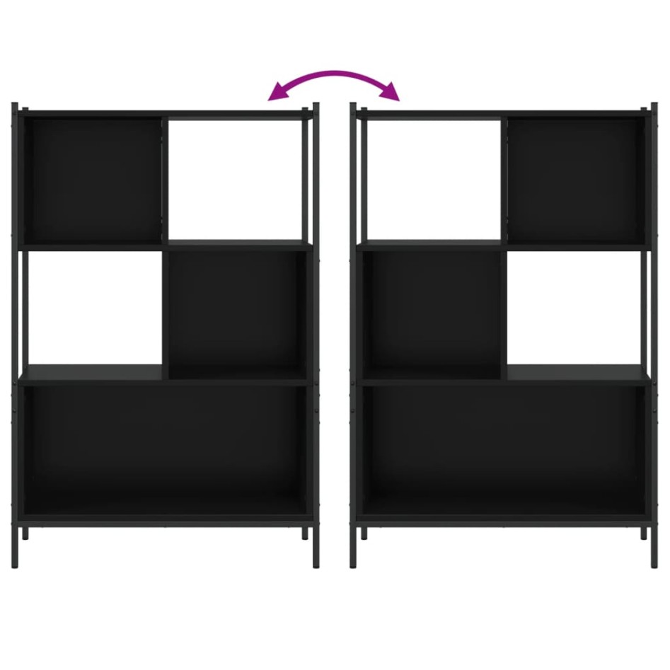 Estantería de madera de ingeniería negra 72x28x109