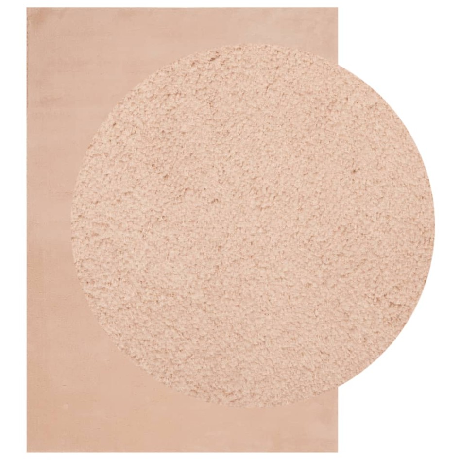 Alfombra de pelo corto suave lavable HUARTE rosado 140x200