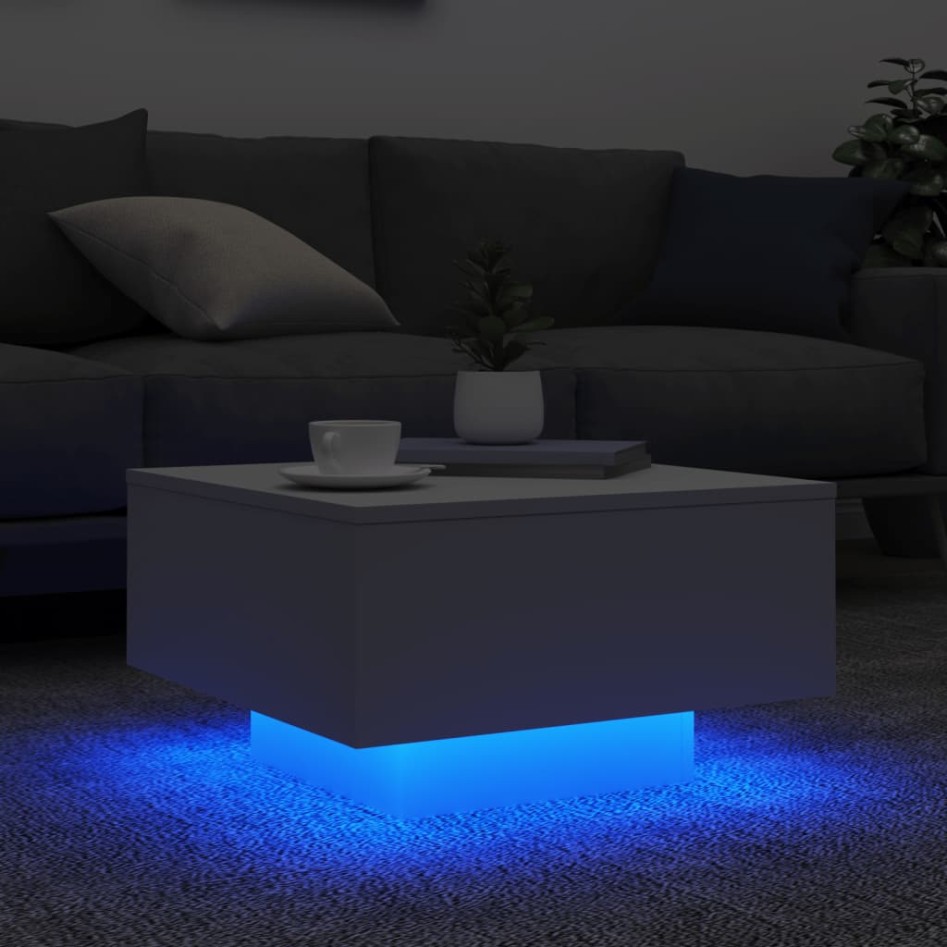Mesa de centro con luces LED blanco 55x55x31