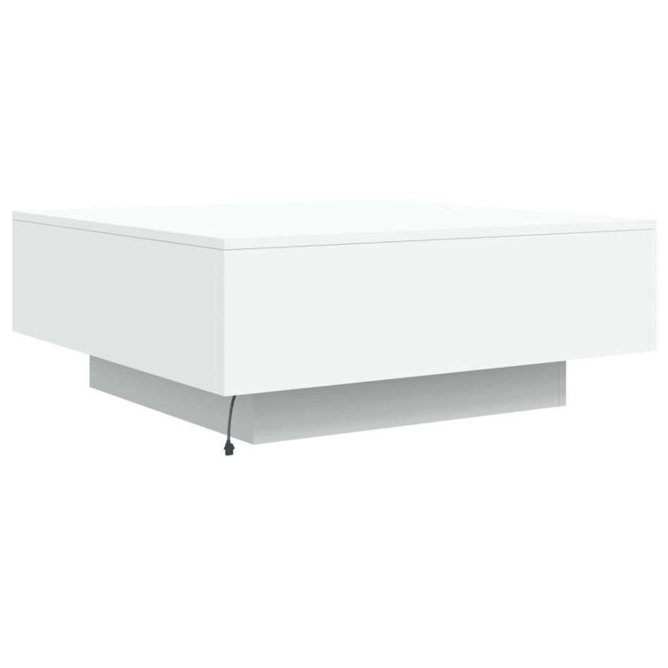 Mesa de centro con luces LED blanco 80x80x31