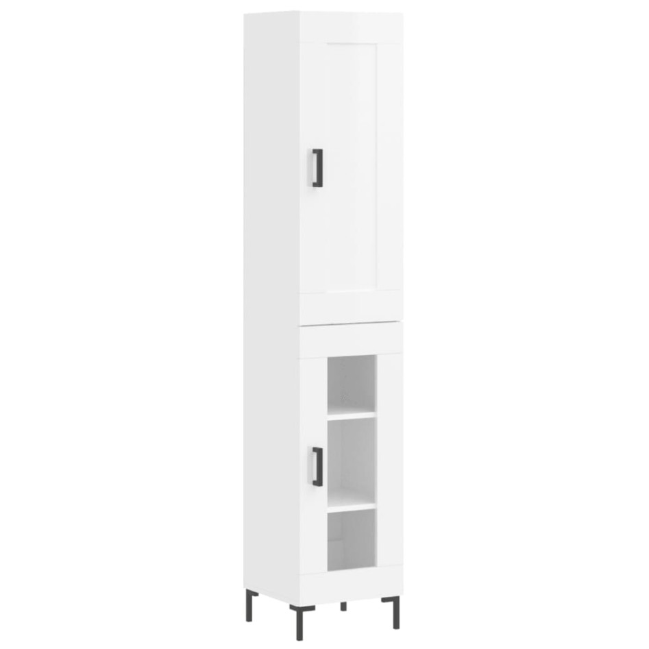 Aparador alto madera contrachapada blanco brillo 34,5x34x180