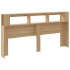 Cabecero LED madera ingeniería roble Sonoma 200x18,5x103,5