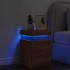 Mesita de noche con luces LED roble marrón 35x39x55