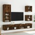 Mueble para TV con luces LED roble ahumado 40,5x30x102