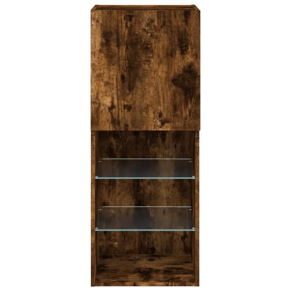 Mueble para TV con luces LED roble ahumado 40,5x30x102