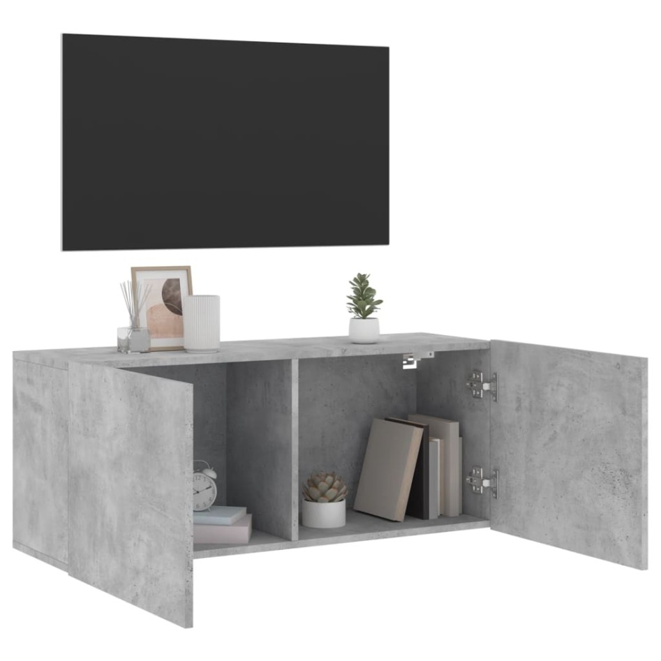 Mueble para TV de pared gris hormigón 100x30x41