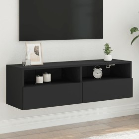 Mueble de pared para TV madera de ingeniería negro 100x30x30