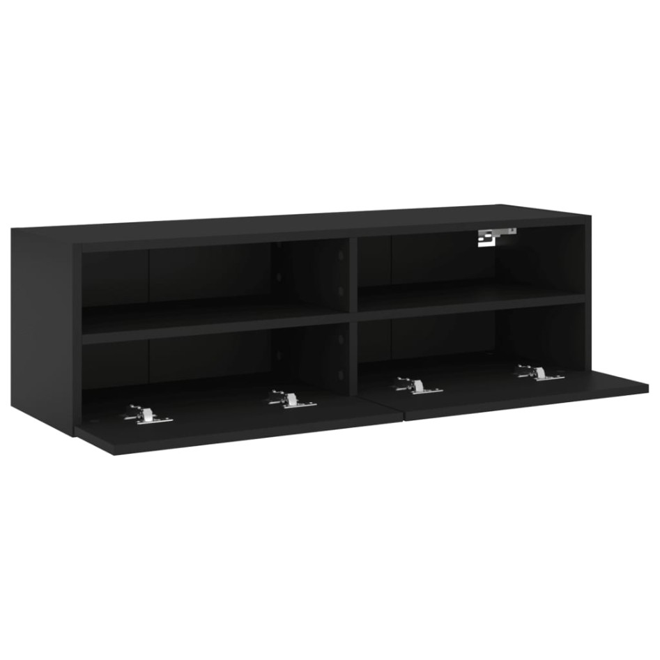 Mueble de pared para TV madera de ingeniería negro 100x30x30