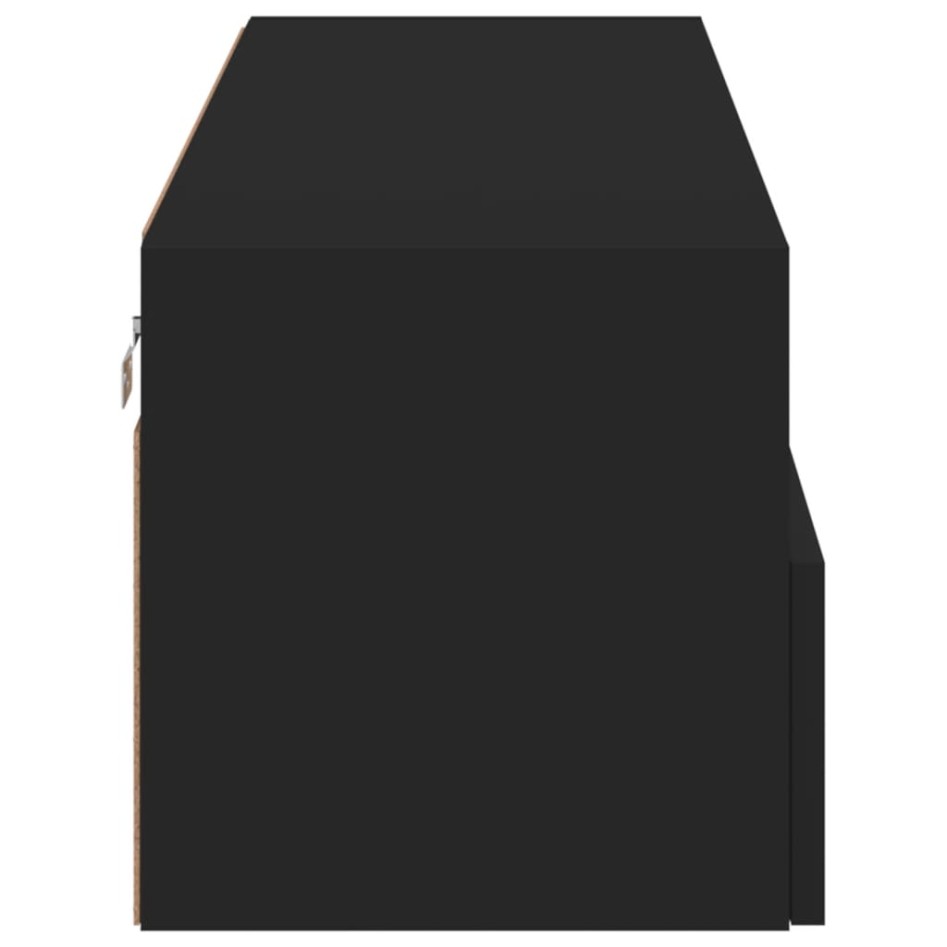 Mueble de pared para TV madera de ingeniería negro 100x30x30