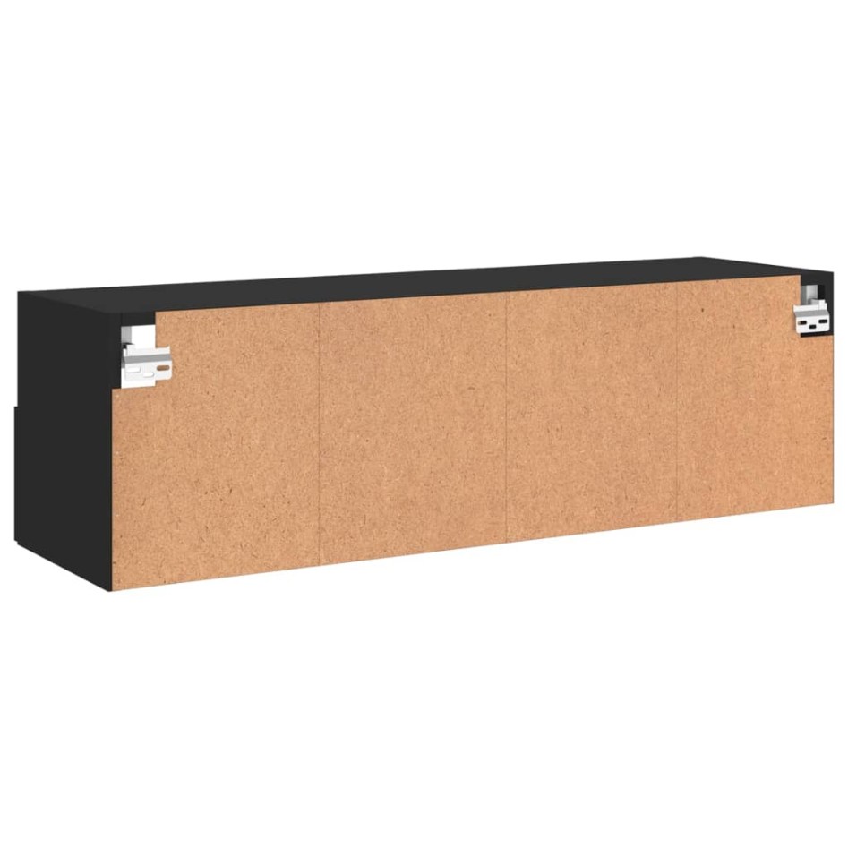 Mueble de pared para TV madera de ingeniería negro 100x30x30