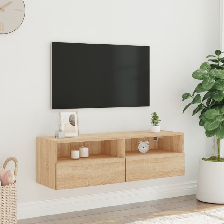 Mueble de pared TV madera ingeniería roble Sonoma 100x30x30