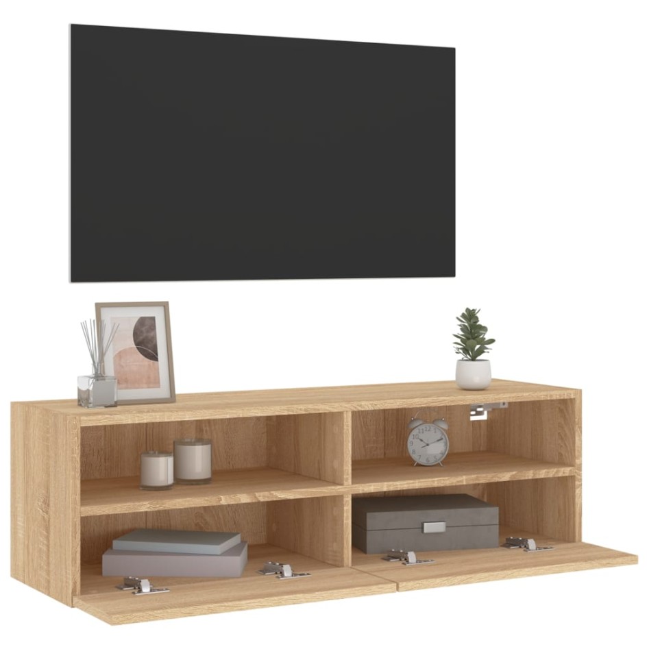 Mueble de pared TV madera ingeniería roble Sonoma 100x30x30