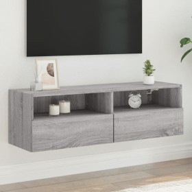 Mueble de pared TV madera ingeniería Sonoma gris 100x30x30