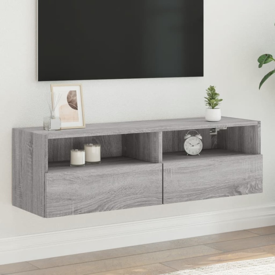 Mueble de pared TV madera ingeniería Sonoma gris 100x30x30