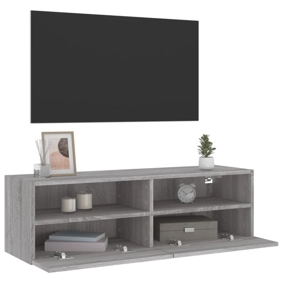 Mueble de pared TV madera ingeniería Sonoma gris 100x30x30