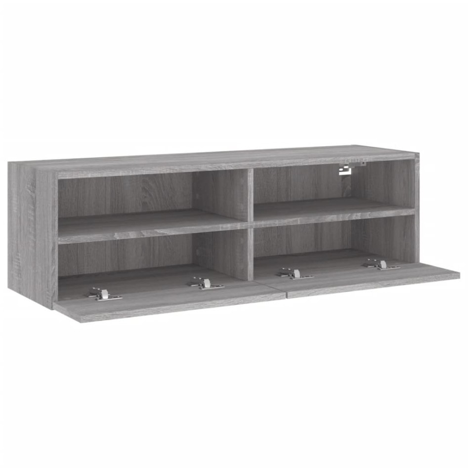 Mueble de pared TV madera ingeniería Sonoma gris 100x30x30