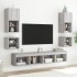 Mesitas de noche de pared con luces LED 2 uds gris
