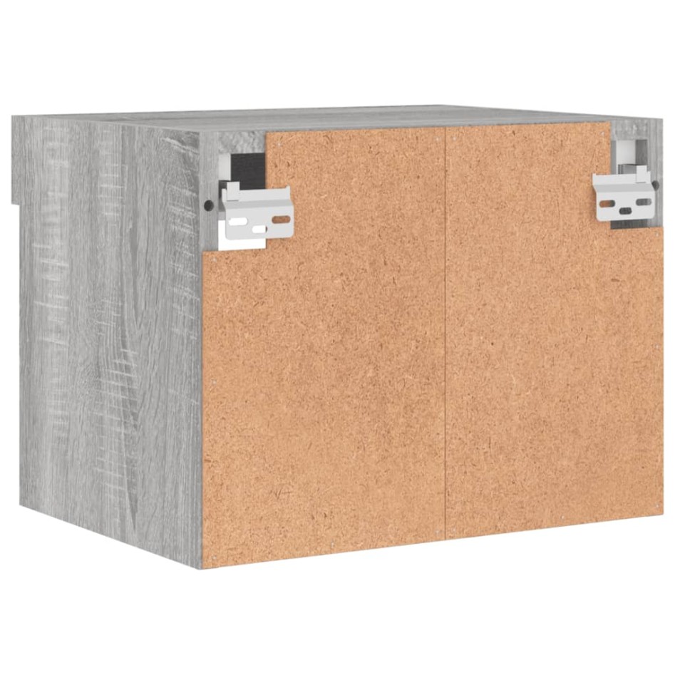 Mesitas de noche de pared con luces LED 2 uds gris