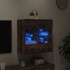 Mueble TV de pared con luces LED roble ahumado 58,5x30x60,5